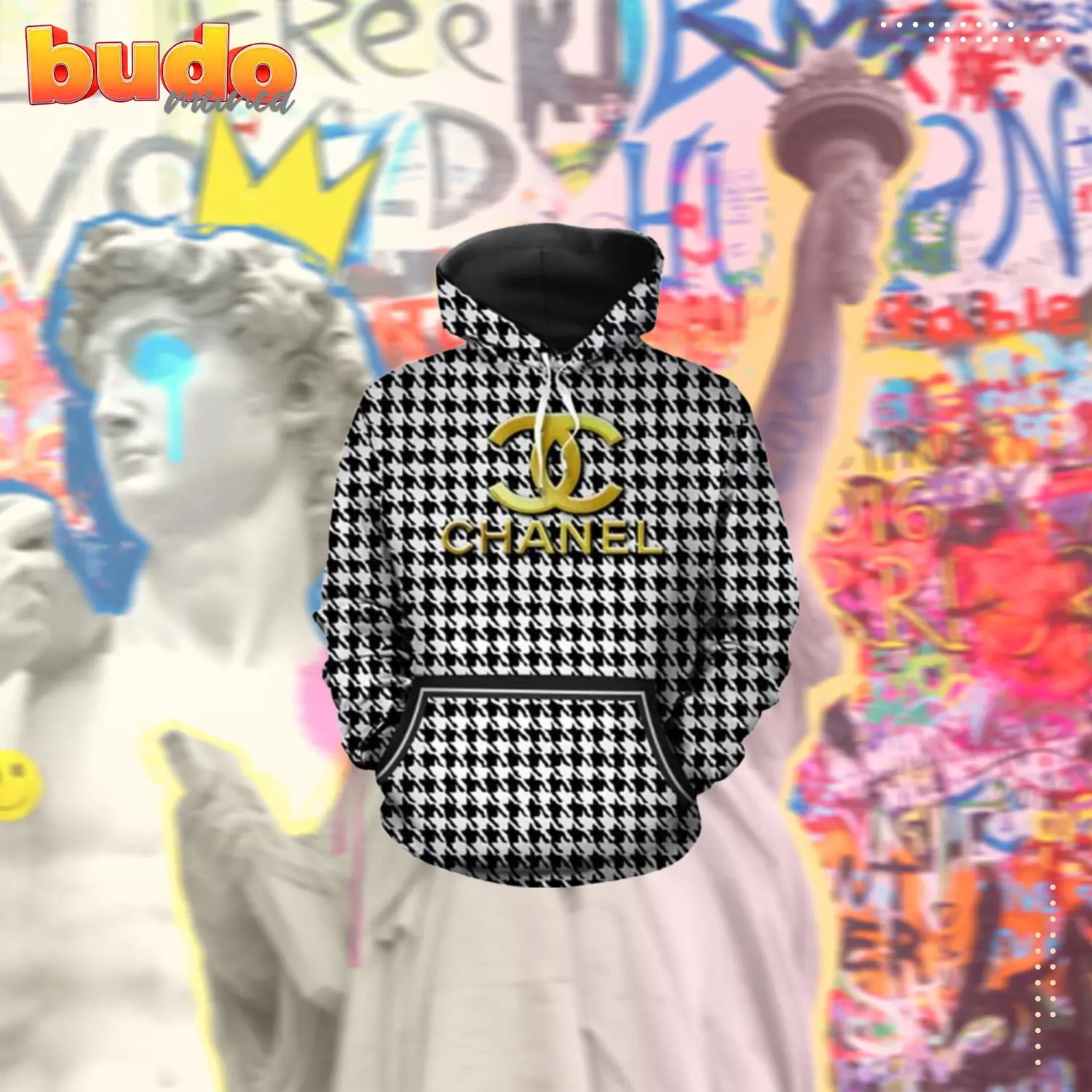 Chanel black white unisex hoodie for men women luxury brand clothing clothes outfit